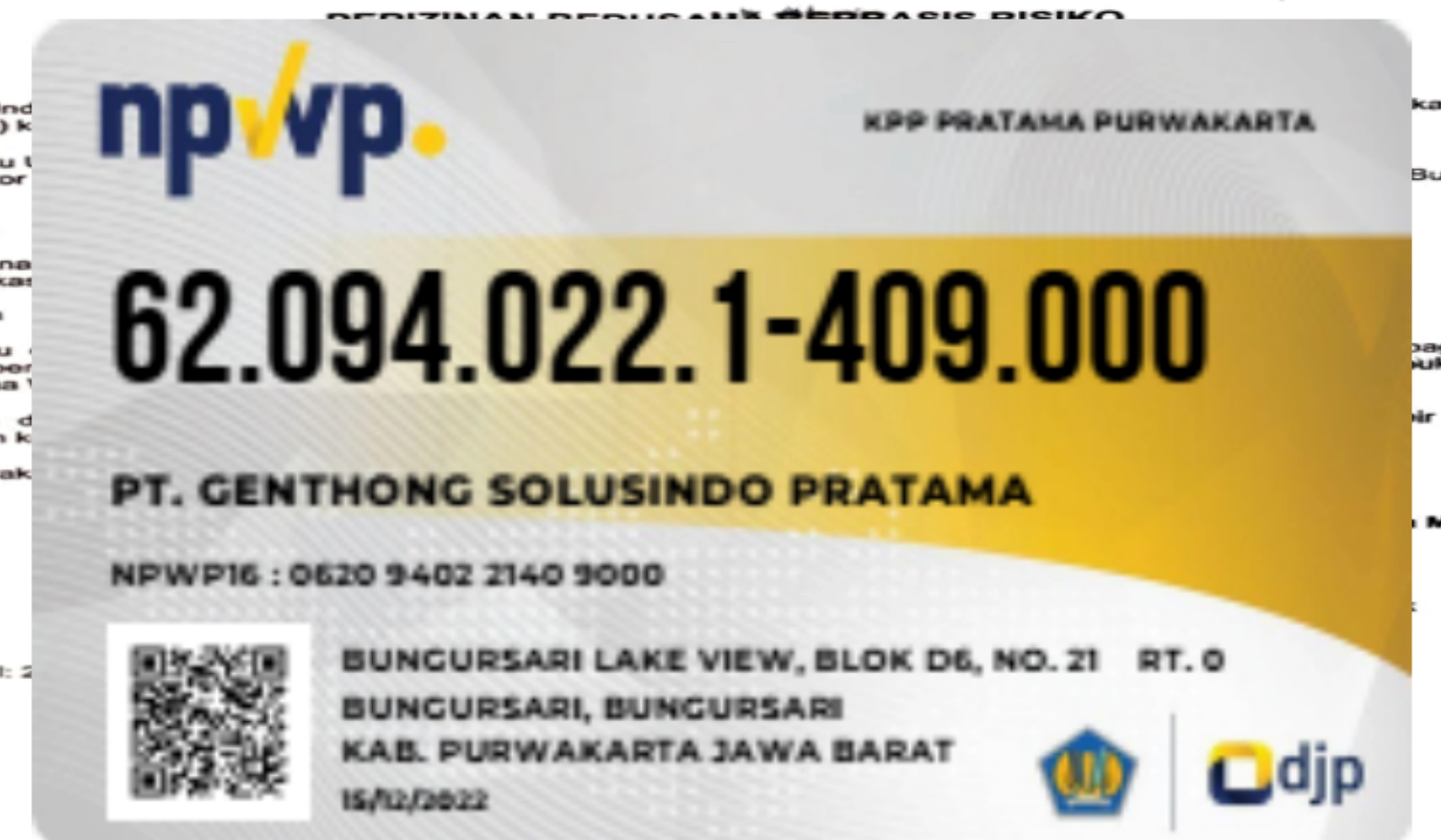 Pemindaian dokumen Nomor Pokok Wajib Pajak (NPWP)